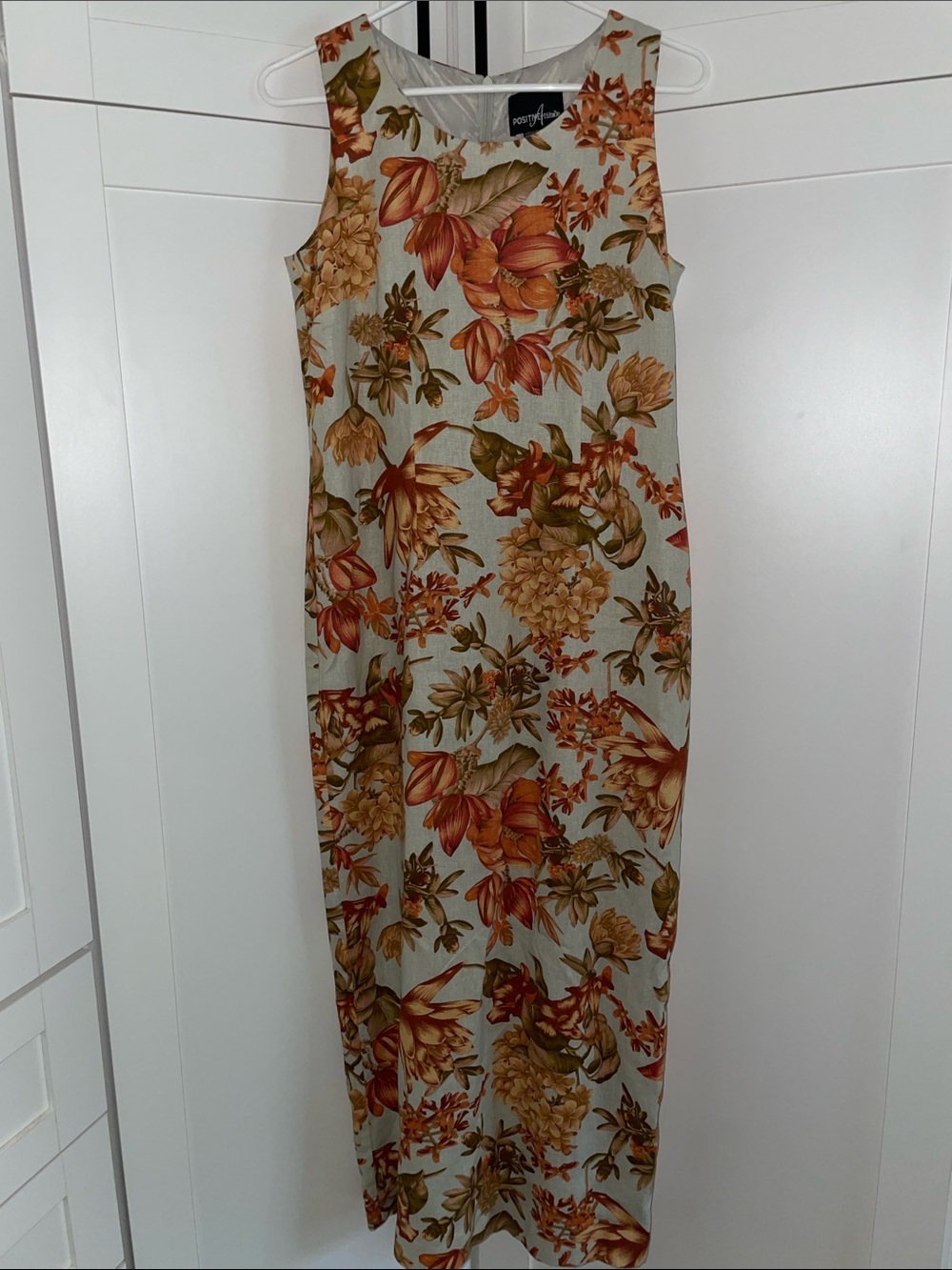 Gorgeous 90’s Linen Rayon blend Positive Attitude Floral dress.